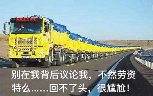 回不了头，很尴尬 货车 黄色 一排 道路 壮观