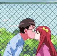男女 接吻 脸红 深情一吻