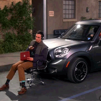 生活大爆炸 吉姆·帕森斯 谢耳朵 椅子 坐 开车 推 The Big Bang Theory