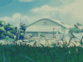动漫 大风 房屋 美景
