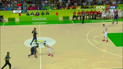 中国男篮VS美国男篮 杜兰特 接球 三分出手