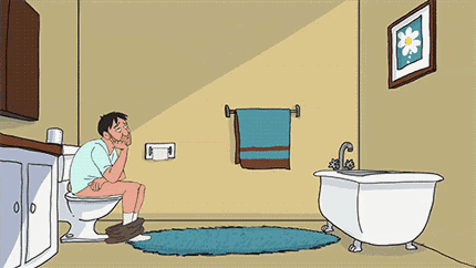 卡通 男子 上厕所 没纸了