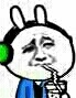 兔子 可爱 污 兔子戴耳机喝饮料