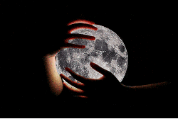 手 抱着 月亮 闪光