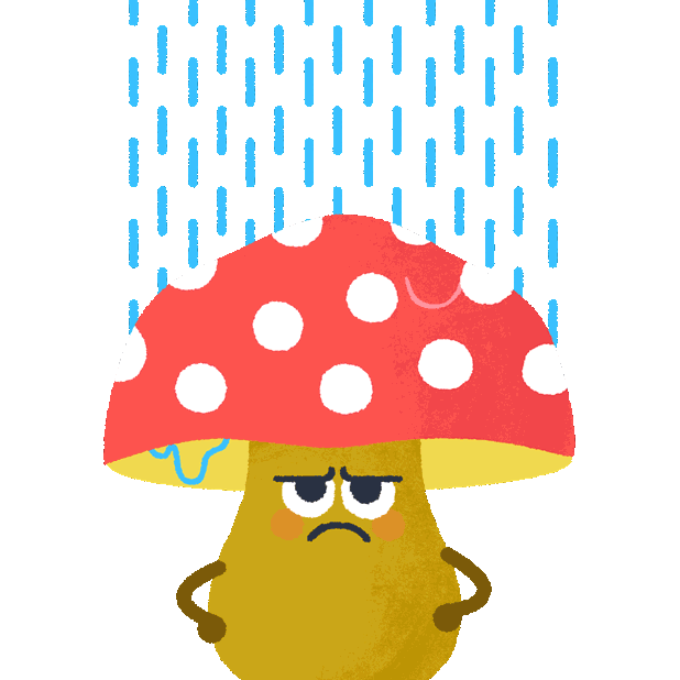 贴纸 卡通 蘑菇 下雨 唉