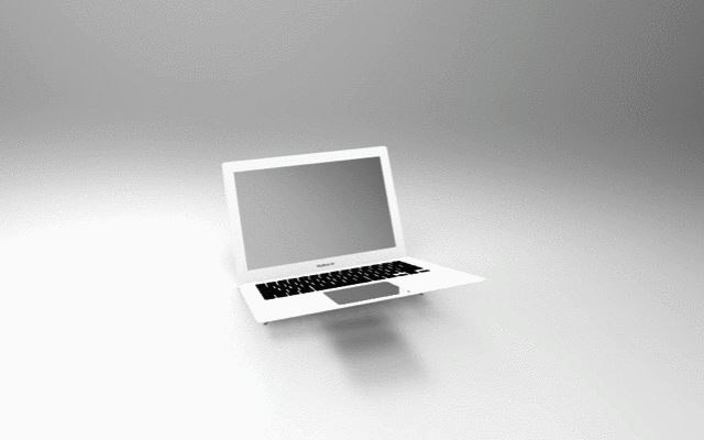 三维 笔记本电脑 浮动 黑白