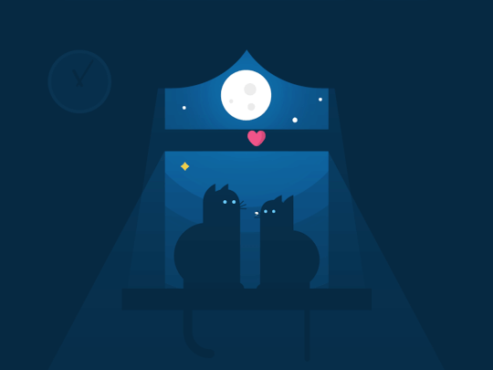 爱情 猫咪 月亮 窗台