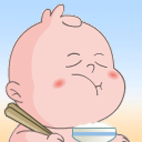 卡通 红脸蛋 吃饭  筷子
