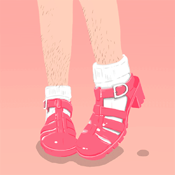 动漫 红色凉鞋 抖脚