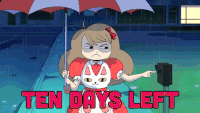 下雨 按钮 小女孩 猫