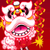 卡通 温暖 新年快乐  舞狮
