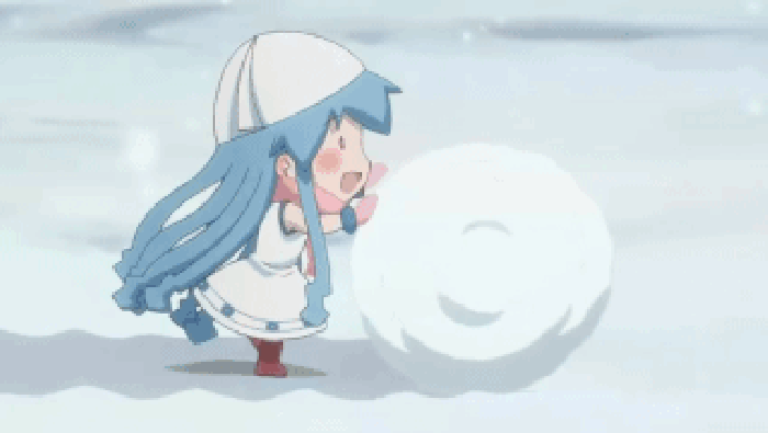 滚雪球 小女孩 冬天 可爱 下雪 开心
