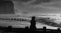 海浪 女性 黑白 孤独 壮观 海滩