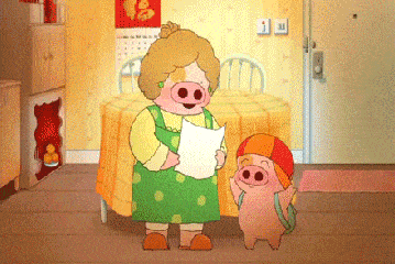 小猪 猪妈妈 书包 拥抱