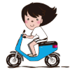 出发 电动车 风 女孩