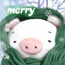圣诞节 可爱 merry 小猪