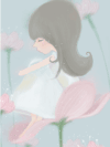 卡通 女孩 花朵 侧脸 闭眼