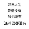 白色背景 纯文字 鸡巴人生 爱情没有 钱也没有 鸡巴都没有 斗图