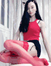 美女 性感 迷人 红色丝袜