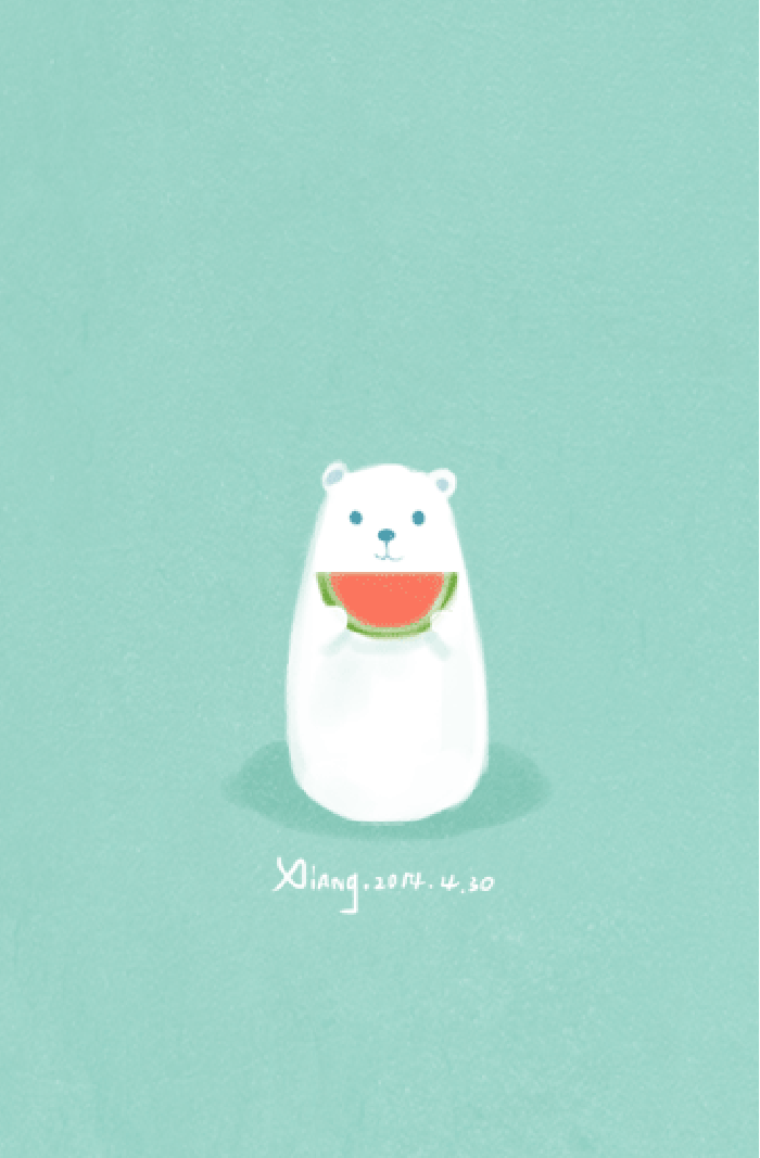 白熊 西瓜 吃东西 可爱