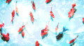 水里 红鲤鱼  游动 波浪