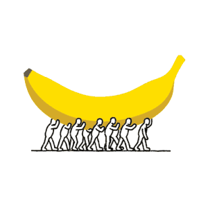 动漫 抬着香蕉 人多力量大 走路