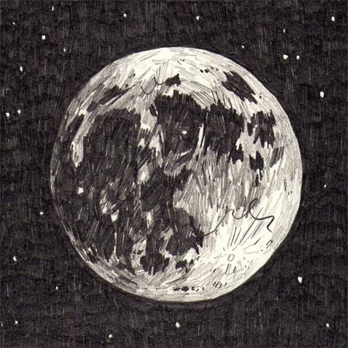 手绘 素描 月球 圆形