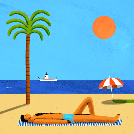 海边 椰子树 沙滩 晒太阳
