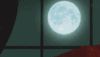 夜晚 月亮 窗外 小女孩