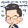 眼镜男 萌娃 文字 微笑