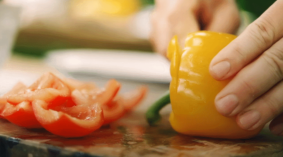 烤鳕鱼系列 烹饪 美食系列短片 菜椒 切下