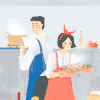 背景素材 卡通 清新 动画 夫妻
