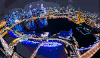 延时摄影 城市 夜晚 广场 新加坡 灯光