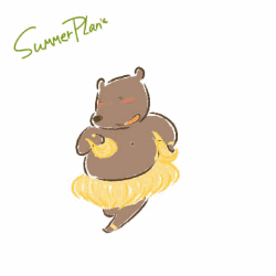 动画 小熊 舞蹈 草裙