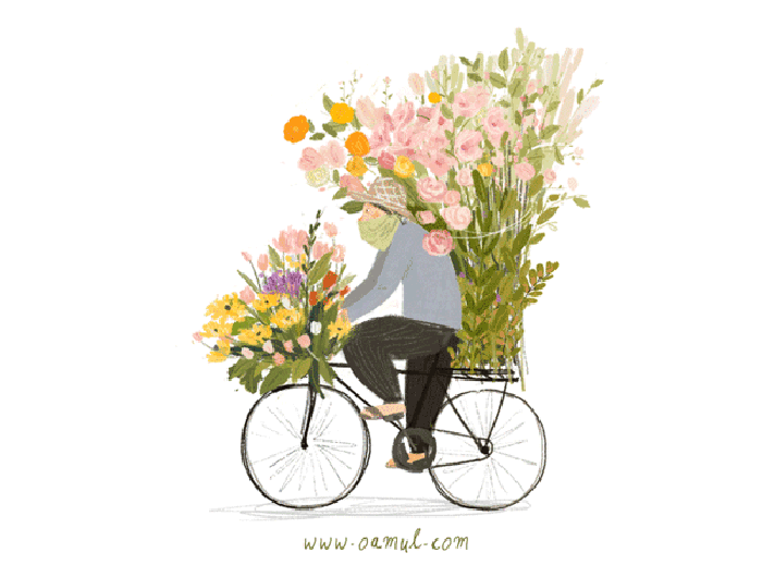 鲜花 自行车 骑行 帽子