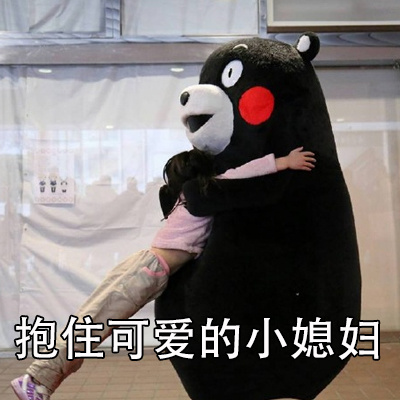 熊本熊  红脸蛋 拥抱 抱住可爱的小媳妇