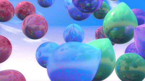 3D 运动图形 彩虹 动画 丰富多彩的 天空 Cinema4D 气球 结 崇高的