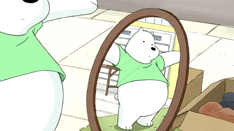 咱们裸熊 照镜子 该减肥了
