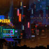 卡通 动画 夜晚 城市 灯光