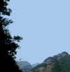 文字 蓝天 树木 大山