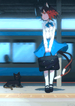 少女 猫咪 等待 搞笑 科幻 列车
