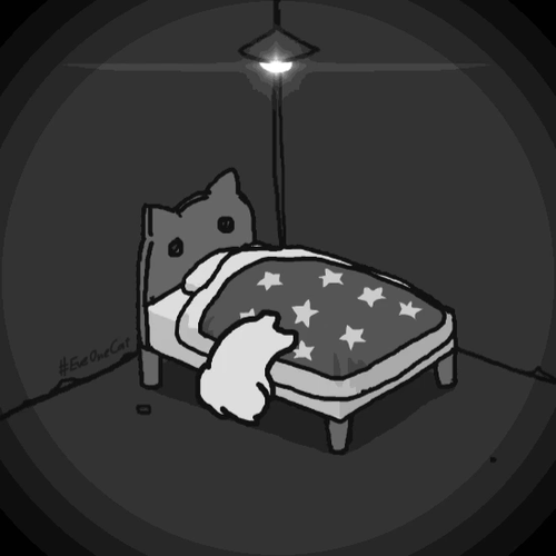 背景素材 卡通 猫咪 床
