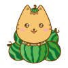 卡通 猫咪 西瓜 张嘴