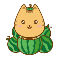 卡通 猫咪 西瓜 张嘴
