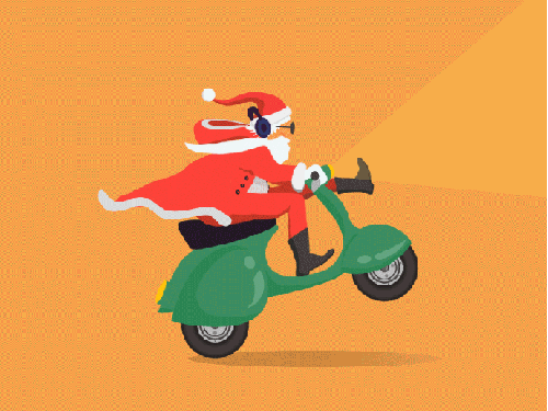创意 动画 圣诞老人 圣诞节 拉风 骑摩托