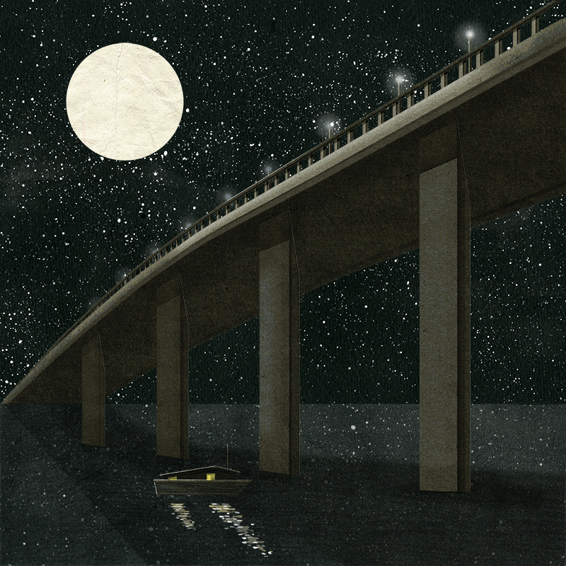月亮 大桥 满天星 月夜