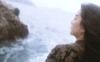 岩石 海边 长发 女人
