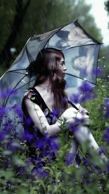 美女 雨天 打伞 迷人