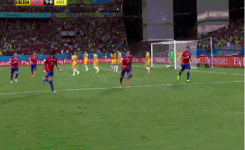 巴西世界杯 智利 桑切斯 足球 滑跪庆祝
