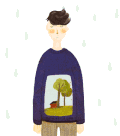 插画 树木 摇摆 服装 可爱